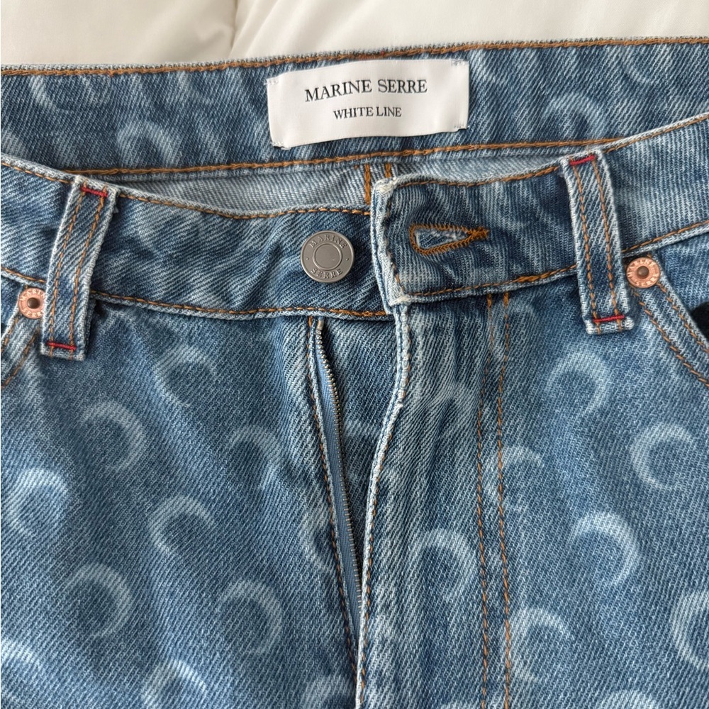 Marine Serre Crescent Pattern High Rise Jeans